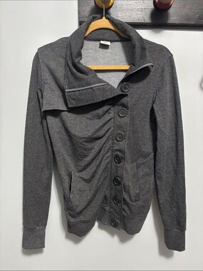Women’s Dark Gray Asymmetric Button and zip jacket